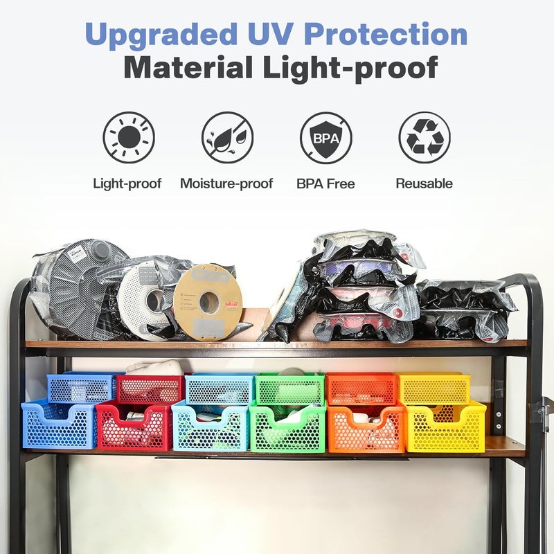 Vacbird 30pcs Filament Storage Bags Light-Proof Vacuum Storage Kit with USB Pump, 3D Printer Filament Vacuum Sealed Bags for Keeping Dry, Plus Size 32X34cm - Image 2